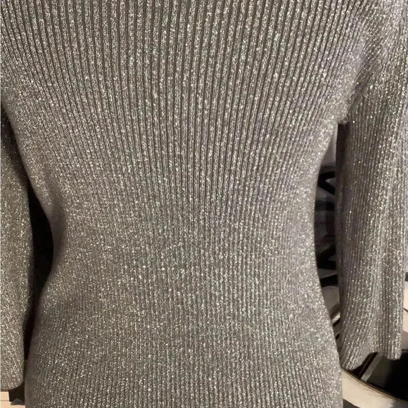 Y2K McBling Indie Sleaze Silver Rhinestone Keyhole Neck Sweater XL - Picture 10 of 10